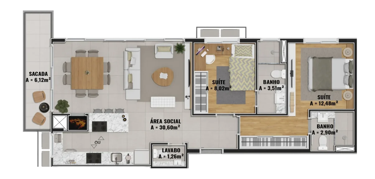 2 Dormitórios Planta final 03